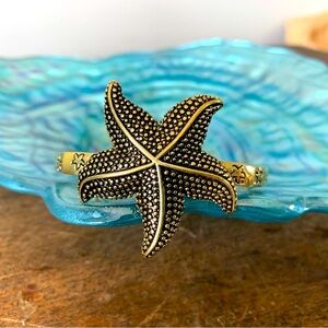 Burnished Gold Stretch Link Starfish Bracelet